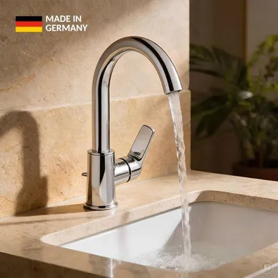 Immagine prodotto di CARLDIX Rubinetto lavabo 02000013-00 bocca alta, con gruppo di scarico, cromato