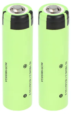 Image de 2 batteries Li-ion Panasonic 18650 avec pôle positif surélevé, non protégées, 66,7 x 18,3 mm