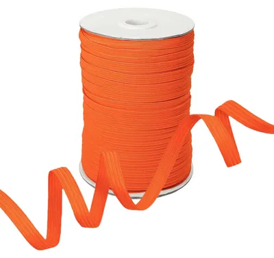 Produktbild von Gummiband 100m x 7mm Gummilitze flach gestrickt Stretch Elastisch in 19 Farben, Gurtband:523 hellorange