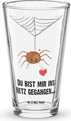 Produktbild von Mr. & Mrs. Panda Glas Spinne Agathe Liebe - Transparent - Geschenk, Bierglas, Pint, Liebesgeschenk, Cocktailglas, Wasserglas, Tumbler, Liebesbeweis, Verliebt