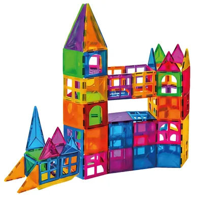 Immagine prodotto di Springos® Blocchi magnetici colorati per costruzioni 3D Set di 60 pezzi per l'apprendimento e la costruzione