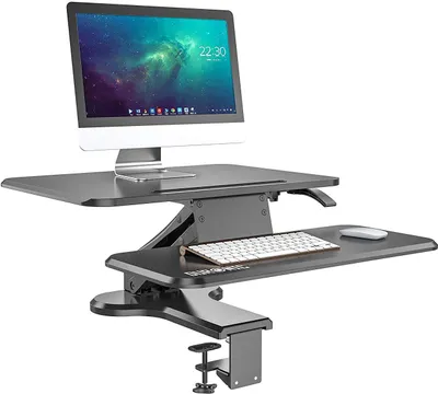 Produktbild von Duronic DM05D13 Workstation / Stehpult / 64 cm Stand-Up Arbeitsplatz für Monitor/ Tastatur / Maus / Notizen - Höhenverstellbar von 12 bis 40 cm - Kompatibel mit Duronic Monitorhalterungen