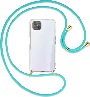 Produktbild von Handykette Backcover-Schutzhülle mit Band (Metall goldfarben) für Oppo A92S / Reno4 Z 5G - türkis