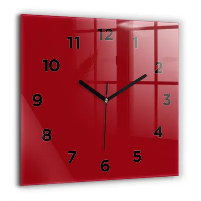 Produktbild von Wallfluent Große Wanduhr – Stilles Quarzuhrwerk - Uhr Dekoration Wohnzimmer Schlafzimmer Küche - Zifferblatt - schwarze Zeiger - 60 cm - Rot