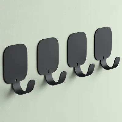 Produktbild von Mai & Mai Kleiderhaken 4 Stück, Garderobenhaken ohne bohren aus Aluminiumlegierung, Wandhaken 40x40mm Schwarz Stalo-15