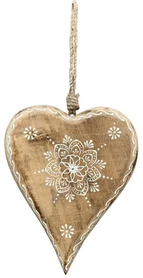 Image de Suspension décorative Fleur de cœur bois 20 cm