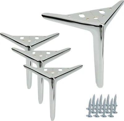 Immagine prodotto di 4x gamba per mobili Elegante cromatura argento lucido 18 cm con protezione per il pavimento, per divani, mobili RTV e cassettiere, Design minimalista, Facile montaggio