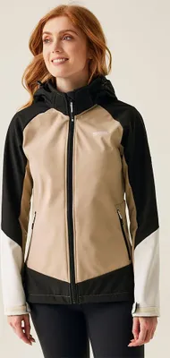 Produktbild von Regatta Desoto X Softshelljacke Damen mit Kapuze, Farbe:Black/Warm Taupe, Größe:36