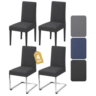 Produktbild von Verdego Stretch-Stuhlhussen 4er-Set, Esszimmerstuhlbezug, Wasserabweisend & Waschmaschinenfest, Stuhlbezug für Zuhause, Restaurant & Hochzeit, Schwarz