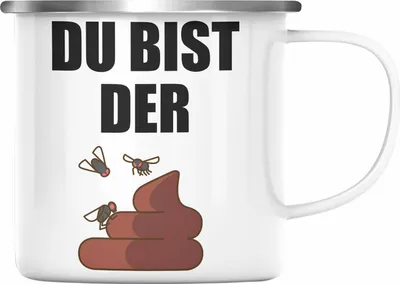 Produktbild von Trendation - Du Bist Der Shit Lustige Emaille Tasse mit Spruch Geschenk Kollege Kollegin Bester Freund Freundin Sarkastischer Spruch (Silber)