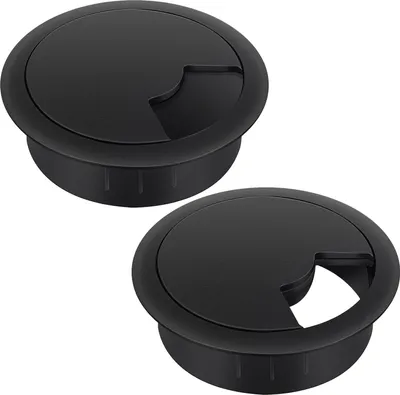 Produktbild von 2 Stück Kabeldurchführung Schreibtisch 60mm Kabeldurchlass Kunststoff Schreibtisch Kabeldurchführung Schwarz Kabeldurchlass Tisch für Tisch Office Schreibtische