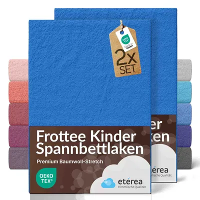 Produktbild von etérea Frottee Spannbettlaken 80% Baumwolle  20% Polyester 2x 60x120 - 70x140 cm