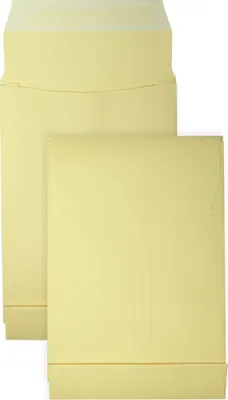 Produktbild von DULA Faltenversandtasche Umschläge - 185 x 280 x 38 mm - Gelb - 10 Stück - selbstklebend mit Klebestreifen - 170 g