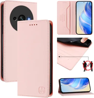 Obrázek produktu pro Kožené pouzdro pro Oukitel C59 / C59 Pro, flipové pouzdro s přihrádkami na karty, peněženkou a stojánkem Růžový