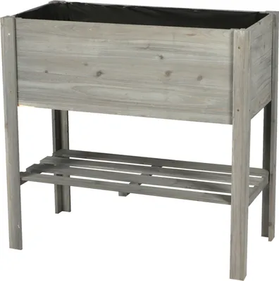 Produktbild von Blumentopf grau Holz, Rechteck mit Ablage 81 x 40 x 78 cm