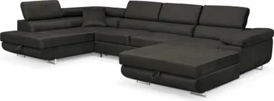 Produktbild von Sofiland Aller XXL narożnik lewy w kształcie litery U z funkcją spania, zestaw wypoczynkowy z 2 szufladami na pościel, sofa do salonu GREY MONOLITH 85, sofa, rozkładana sofa, kanapa