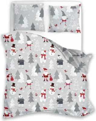 Produktbild von Bettwäsche Set 3tlg 200x220cm – Baumwolle Weihnachtsbettwäsche (Scandic 079) – Motiv Weihnachtsmann