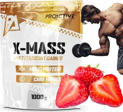 Produktbild von Proactive X-Mass weight GAINER multi protein kohlenhydrate Muskelmasse aufbauen geschmack: Erdbeere 1kg