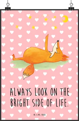 Produktbild von Mr. & Mrs. Panda Bild Fuchs Sterne DIN A2 - Rot Pastell - Geschenk, wanddeko, Romantik, Spruch Positiv, Kunstdruck, poster, Mond, Optimistisch, Wanddekoration, drucke