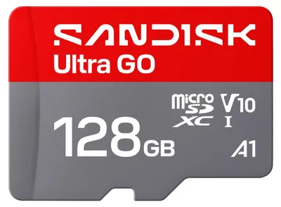 Image de SanDisk Ultra GO, 128 Go, MicroSDXC, UHS-I, 190 Mo/s, V10, Gris, Rouge