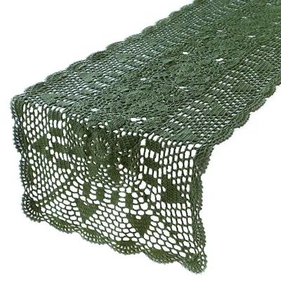Produktbild von Handgefertigte, gehäkelte Tischdecke, 38 x 180 cm, grün