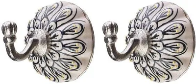 Zdjęcie produktu dla Ceramiczny haczyk metalowy, średnica 6 cm, do montażu na ścianie, długość 9 cm