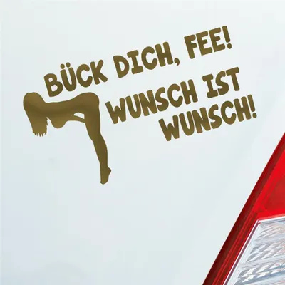 Produktbild von Auto Aufkleber Bück dich, Fee! Wunsch ist Wunsch! Girl Car Motorrad 18x10 cm Gold Sticker Heckscheibenaufkleber