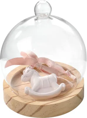 Produktbild von A922 Mascagni Glasglocke Schaukelpferd rosa