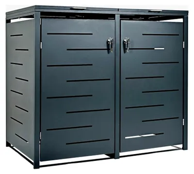 Produktbild von Mülltonnenverkleidung aus Metall für zwei 240 Liter Mülltonnen, Anthrazit
