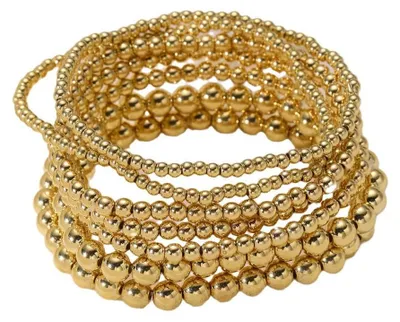 Produktbild von KBRPEY 7 Stück Armband Set für Damen Mädchen Gold Perlen Stapelbare Elastisches