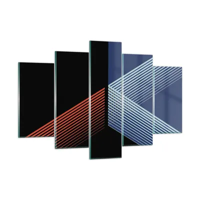 Produktbild von Bilder auf glas - 5 Teile - Abstraktion Schwarz Blau - 150x100cm - Glasbilder - Wandbilder - Bilder - zum Aufhängen bereit - Wanddekoration aus Glas - Glas Bilder - Wandbild auf Glas - GEA150x100-4458