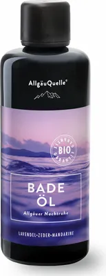 Produktbild von AllgäuQuelle BIO-Badeöl mit 100% Bio-Öle Allgäuer Nachtruhe Lavendel Zeder Mandarine (100ml)