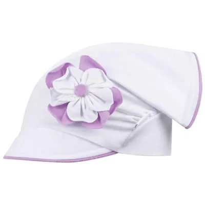 Produktbild von Mädchen Mütze Schirmmütze Kopftuch Sommer Baumwolle, Weiß-Lila, Gr. 54/56