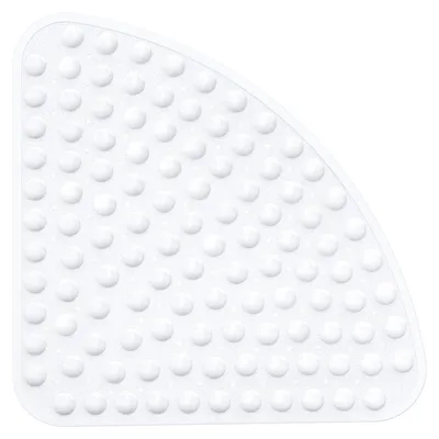Obrázok produktu pre Protisklzová podložka pod sprchu, štvrťkruh, 54x54 cm, biela, s prísavkami a odtokovými otvormi