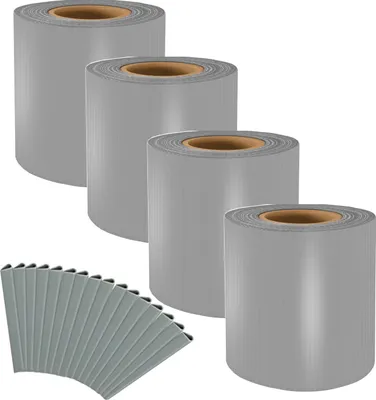 Produktbild von Sellon24® PVC Sichtschutzstreifen Doppelstabmatten Zaunfolie 4er Set | 4 Rollen 35m x 19cm Befestigungsclips Sichtschutz Windschutz 450g/m² grau