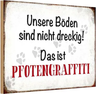 Produktbild von vianmo Holzschild 12x18 cm Hund Boden Pfotengraffiti Tier Haustier