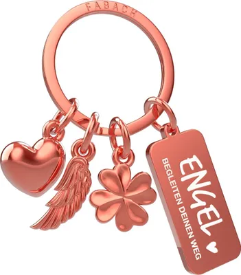Produktbild von FABACH Schutzengel Schlüsselanhänger 3 Charms mit Gravur - Schutzengel Auto Schlüsselanhänger Fahr vorsichtig - Geschenk Engel Glücksbringer Auto Führerschein - Engel begleiten deinen Weg