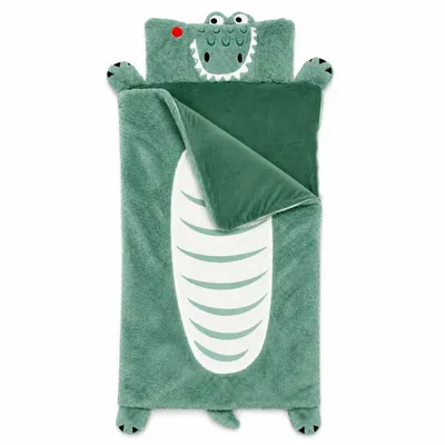 Produktbild von Kinder-Kuschelschlafsack 68 × 160 cm aus weichem Plüsch mit Reißverschluss (Krokodil)