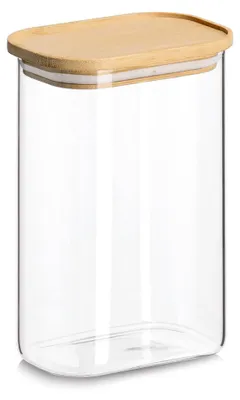 Produktbild von ZELLER 19052 Vorratsglas 1300 ml Borosilikatglas mit Bambusdeckel, ca. 12,8 x 9 x 18,8 cm