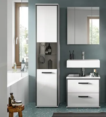 Produktbild von Badezimmer-Set >Kojak< in Weiß Hochglanz - 115x188x37cm (BxHxT)