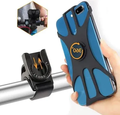 Image de Support de téléphone portable pour vélo, support universel, pivotant à 360 degrés, support de téléphone portable pour moto, compatible avec iPhone 13/12/11/Pro MAX/Pro/Mini/SE/XS, pour smartphones de 4,5 à 7 pouces (11,4 à 17,8 pouces)