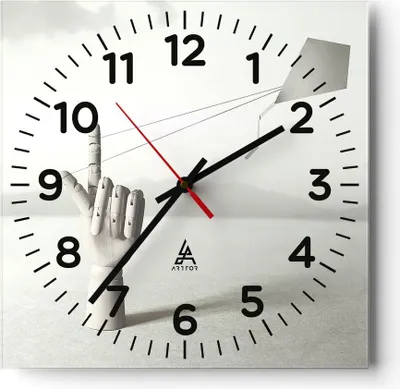 Produktbild von Wanduhr - Quadrat - Glasuhr - Modern Hand Drachen - 40x40cm - Schleichendes Uhrwerk - Lautlos - zum Aufhängen bereit - Dekoration Modern - Wanddekoration aus Glas - C4AC40x40-4697