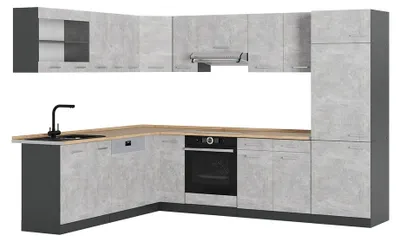 Immagine prodotto di Cucina angolare completa Vicco R-Line Calcestruzzo/Antracite 287 x 227 cm senza piano di lavoro, Model 53946