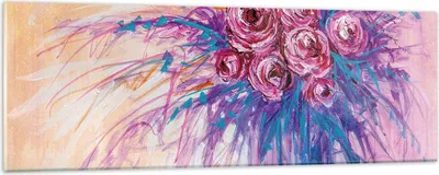 Produktbild von Bilder auf glas - Einteilig - Blumenstrauß Blumen Rosen - 90x30cm - Glasbilder - Wandbilder - Bilder - zum Aufhängen bereit - Wanddekoration aus Glas - Glas Bilder - Wandbild auf Glas - GAB90x30-4465