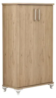 Image de Meuble à chaussures en bois MDF mélaminé noyer H 120 cm avec étagères