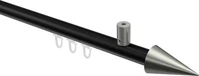 Produktbild von Interdeco Innenlaufstange / Gardinenstange mit Innenlauf Schwarz / Edelstahl-Optik, Typ Sonius Savio (Kegel) Deckenmontage, 20 mm Ø 1-läufig, 100 cm