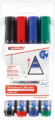 Produktbild von Edding 653, Schwarz, Blau, Grün, Rot, Meißel/feine Spitze, Mehrfarbig, Kunststoff, 1 mm, 5 mm