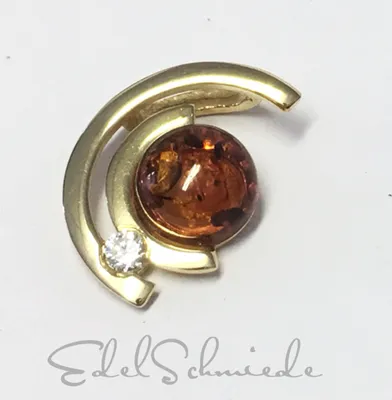 Produktbild von Anhänger in 333/- Gelbgold m Bernstein Cabochon