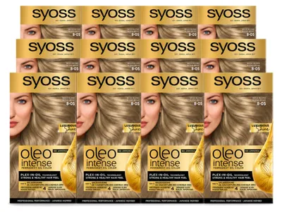 Obrázok produktu pre 12 ks SYOSS Oleo Intense 8-05 Béžová blond – Trvalá farba na vlasy bez amoniaku – Výhodný balík – 12 kusov