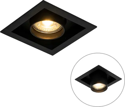 Produktbild von QAZQA - Moderne Einbauleuchte schwarz 1-Licht verstellbar - Dach I Wohnzimmer I Schlafzimmer - Aluminium Quadratisch - LED geeignet GU10
